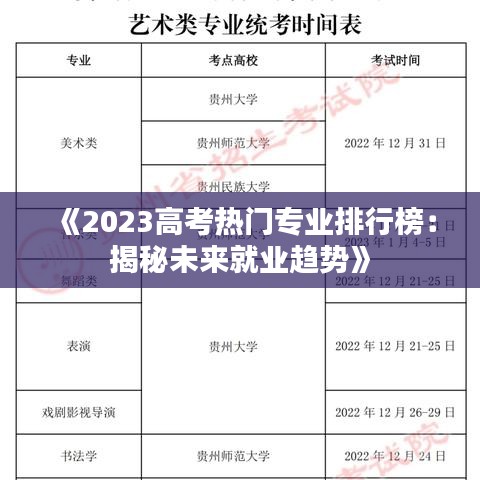 《2023高考热门专业排行榜：揭秘未来就业趋势》