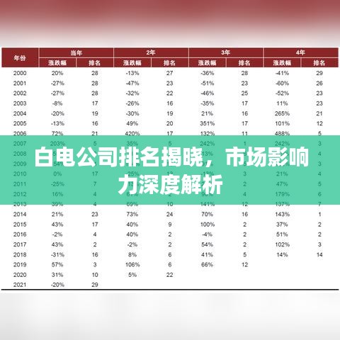 白电公司排名揭晓，市场影响力深度解析